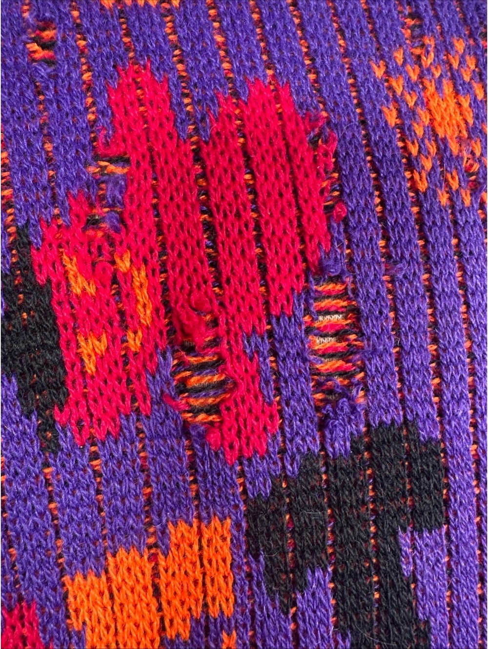 Vtg Benetton Halloween Sweater Purple Ghost Italy AS iS
